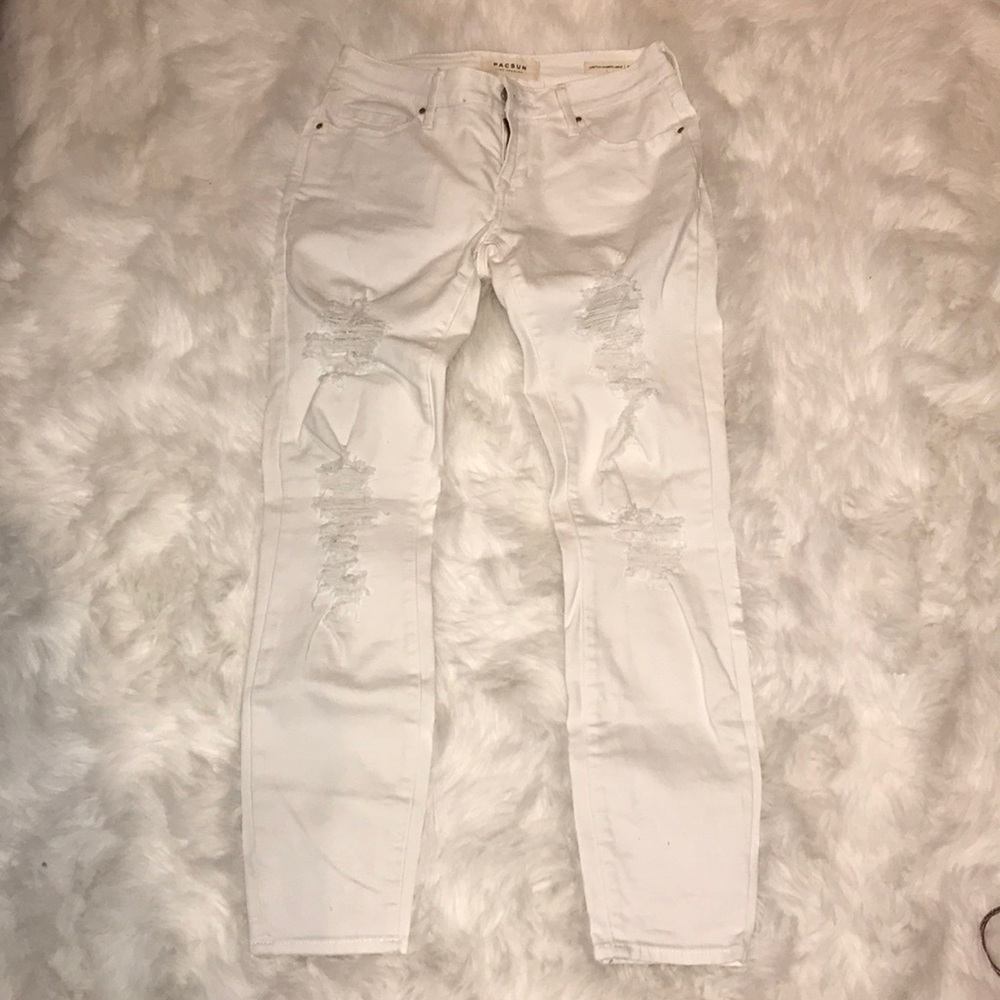 Pacsun low rise white ripped jeans